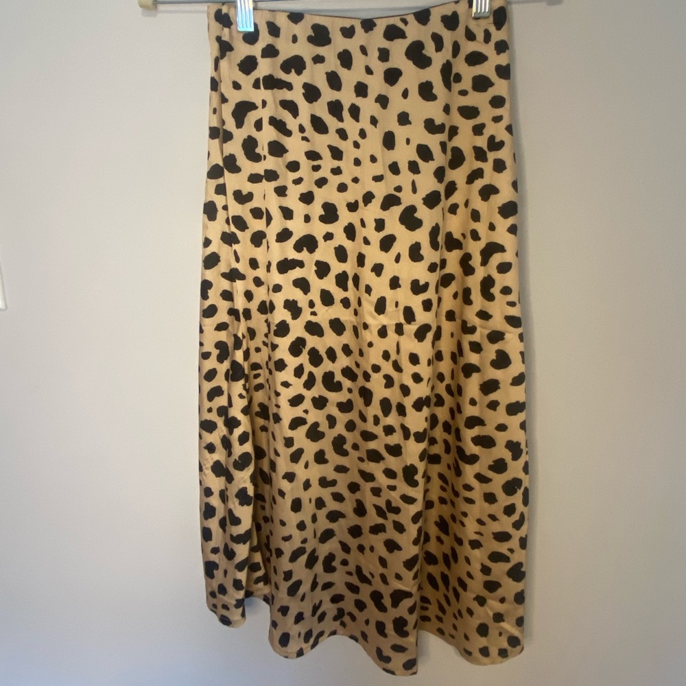 Leopard silk midi skirt